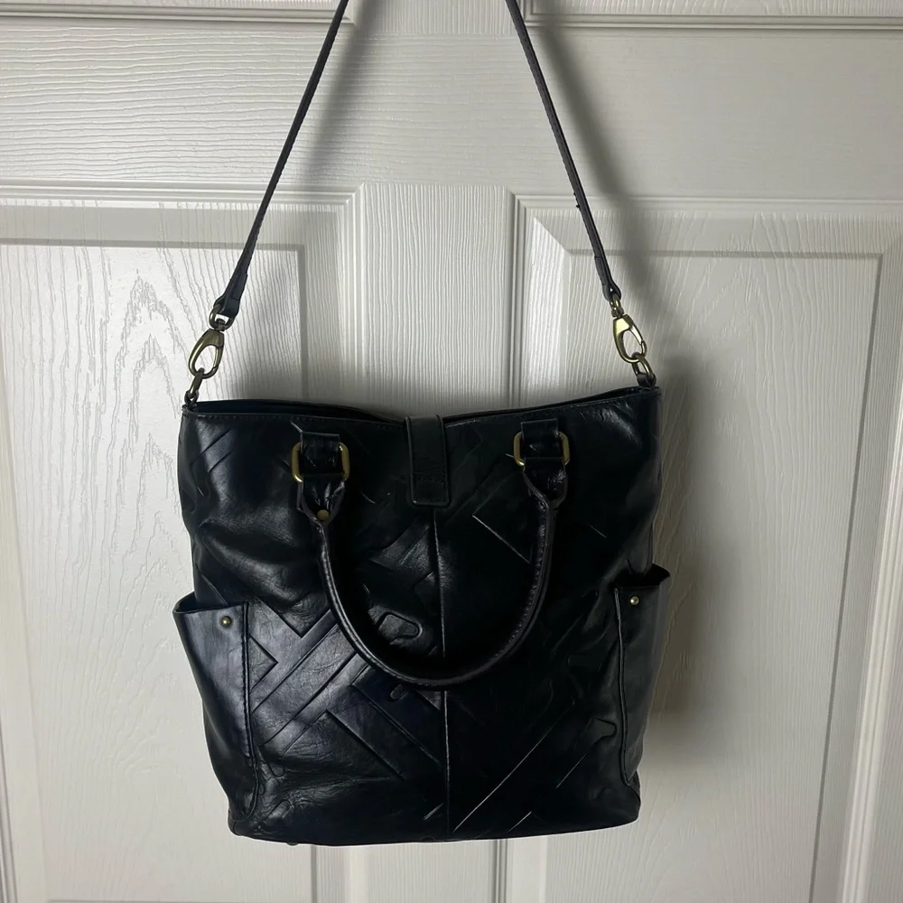 Black leather shoulder bag - Picture 4 of 6